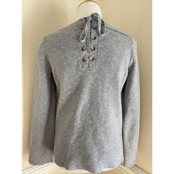 Madewell Sweater Pullover Long Sleeve Tie Back Criss Cross Grey S Small - Picture 3 of 6
